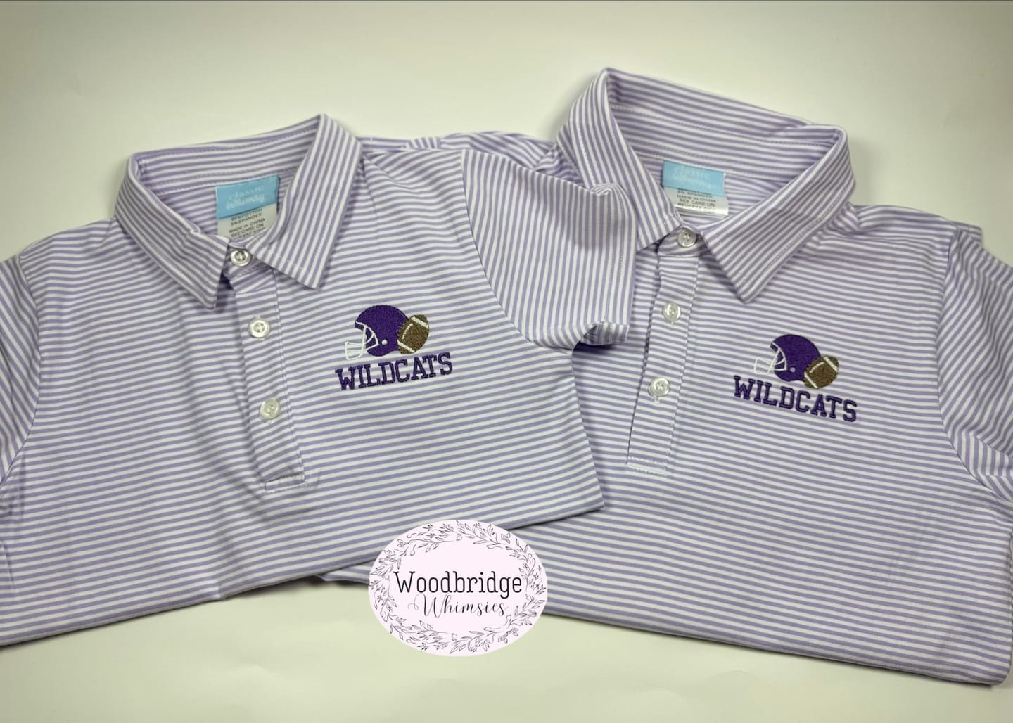 Customer photo review of Lavender Stripe Short Sleeve Polo Shirt