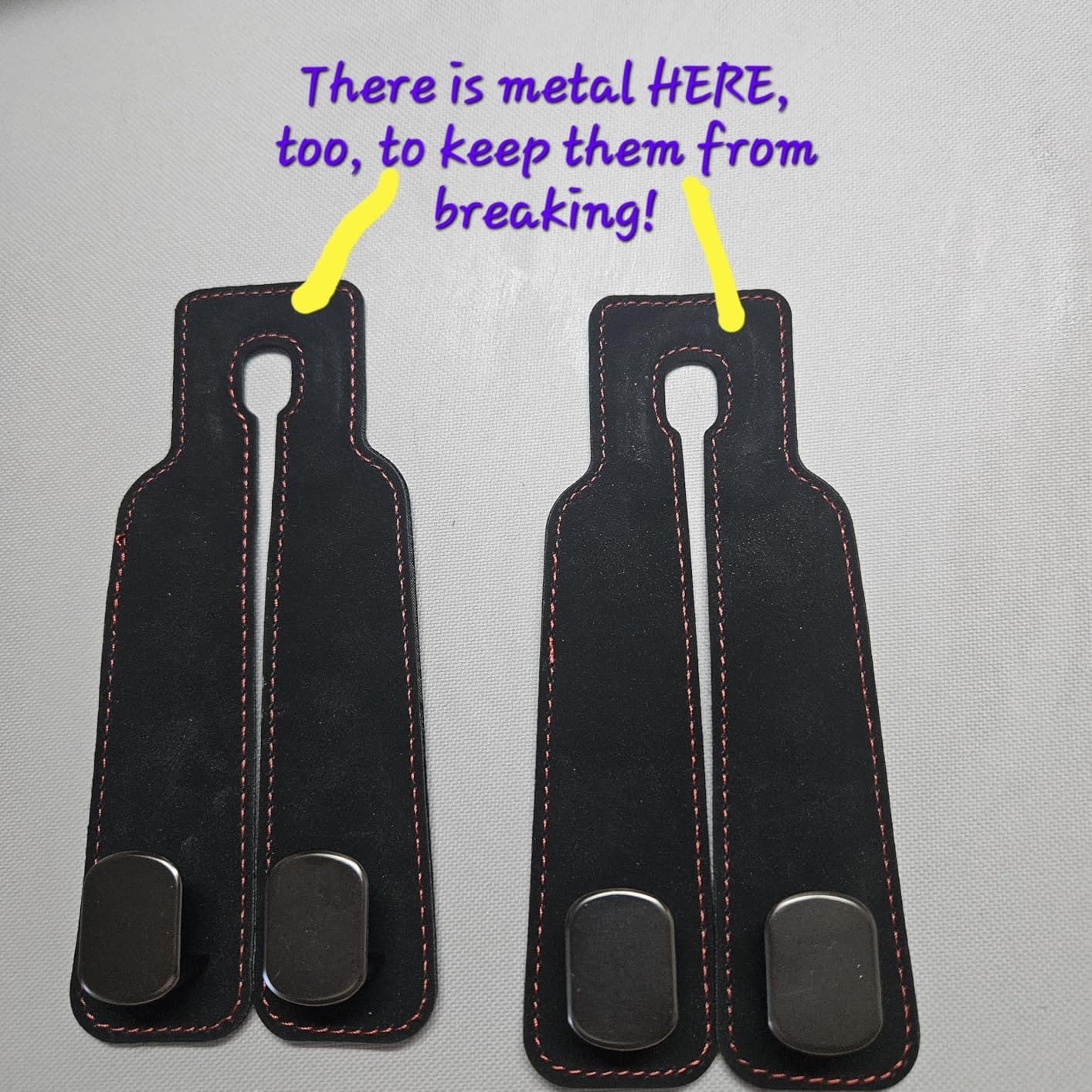 Customer photo review of BOLTHUT™ Leather Car Headrest Hooks — Back-Seat Bag Hangers