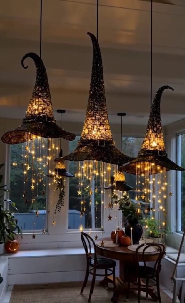Customer photo review of Lighted Witch Hat Hanging Chime