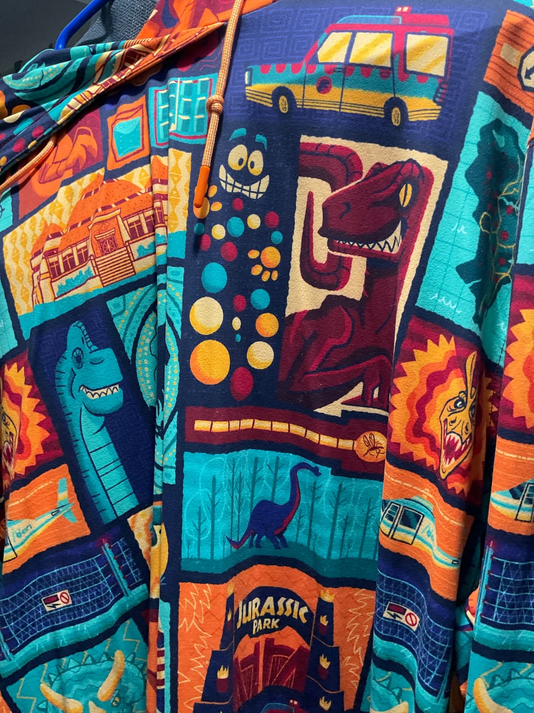 Customer photo review of Jurassic Park "Tiki Finds a Way" – Performance Hoodie
