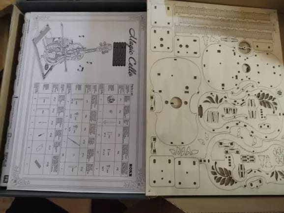 Customer photo review of ROKR Magic Cello Mechanical Music Box 3D Wooden Puzzle