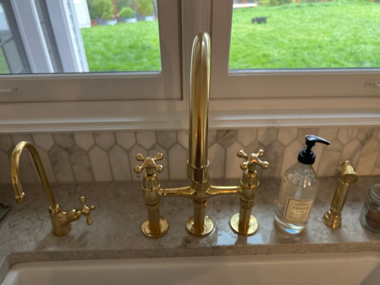Customer photo review of Unlacquered Brass 3 Holes Bridge Faucet