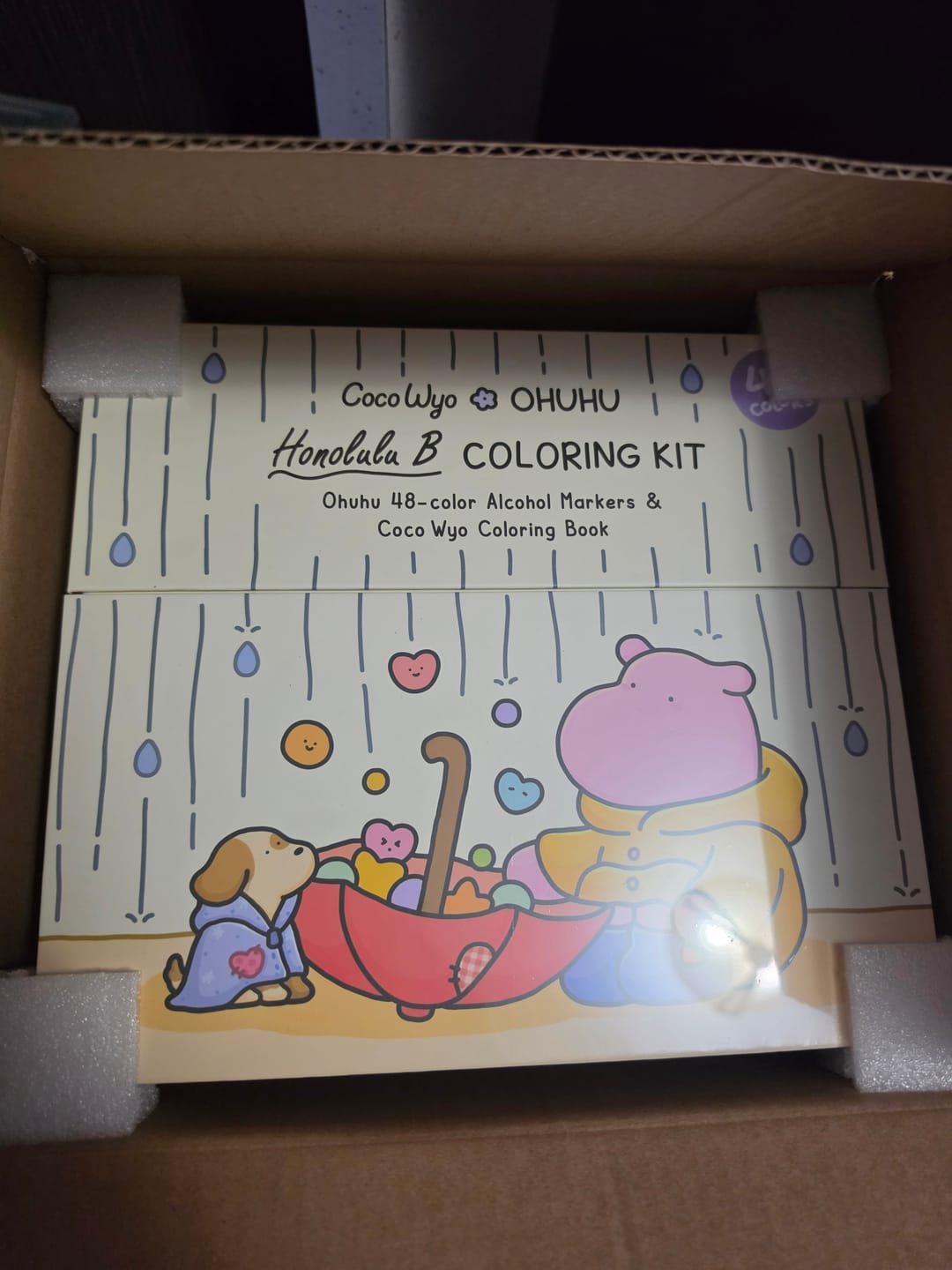 Customer photo review of Ohuhu x Coco Wyo Cozy Mood Coloring Kit, Honolulu B 48 Colors Alcohol Markers with Brush & Fine Dual Tips, Coloring Book with Mood Tracker Pages