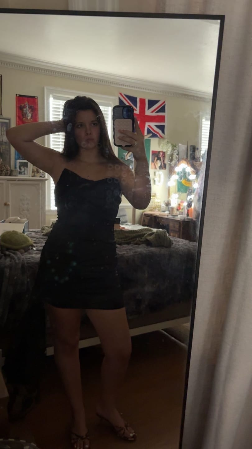 Customer photo review of Strapless Mulberry Draped Corset Short Dress