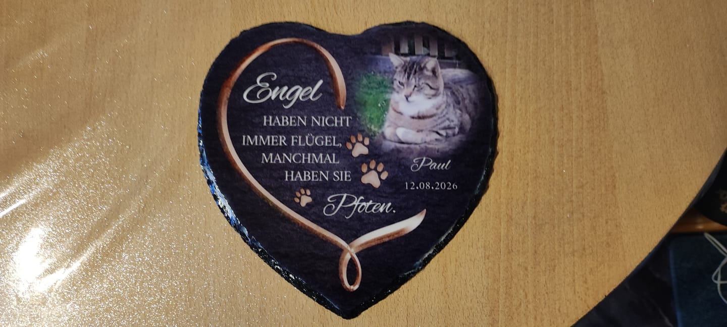 Customer photo review of Personalisiertes Schieferherz - Engel haben Pfoten