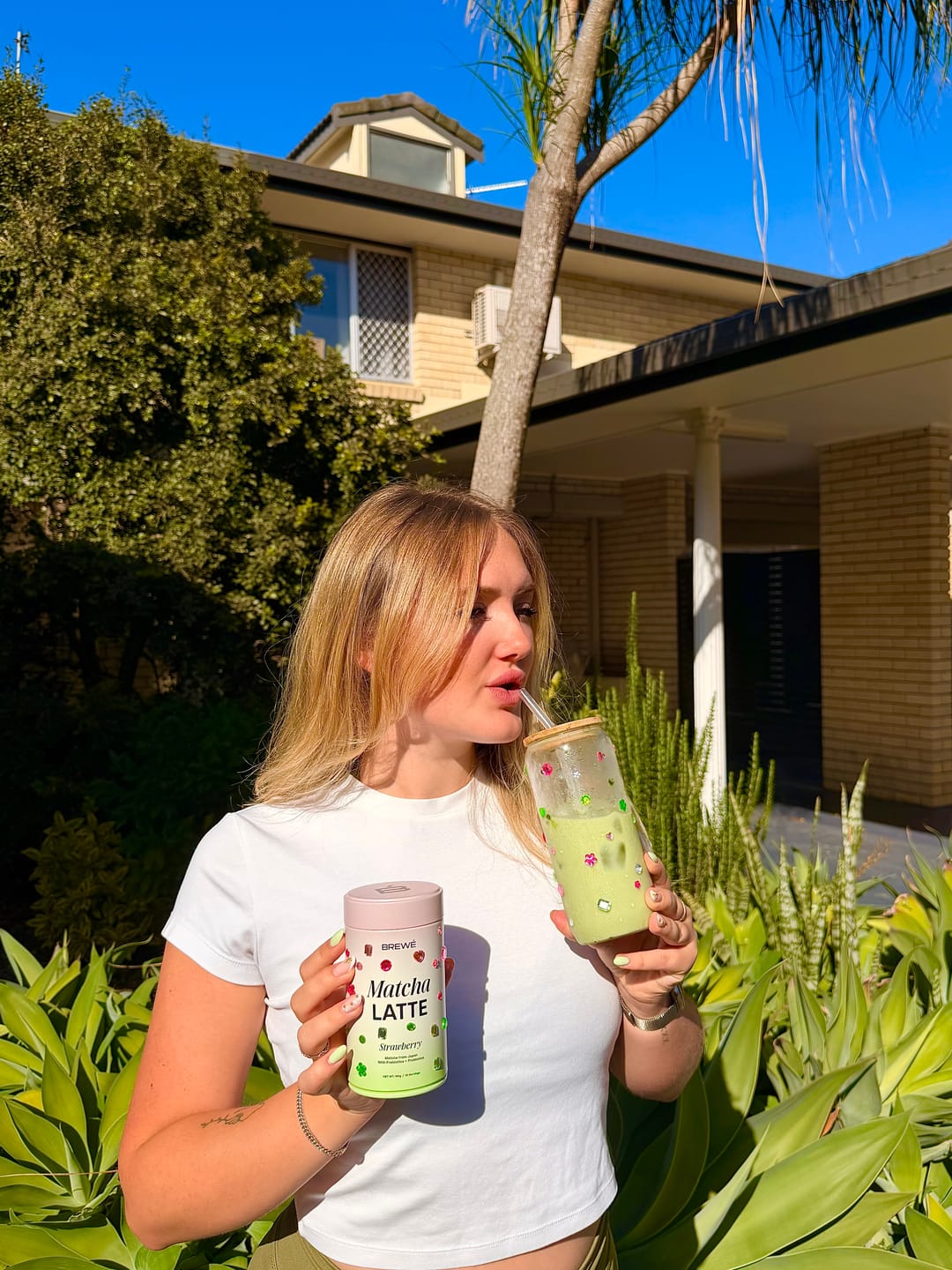 Customer photo review of Strawberry Matcha+ Latte Powder