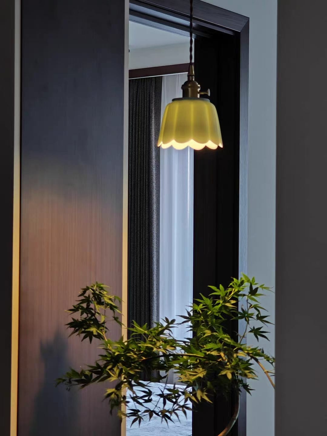 Customer photo review of Celestine Floral Scalloped Ceramic Pendant Light