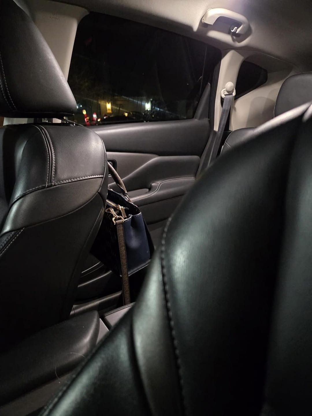 Customer photo review of BOLTHUT™ Leather Car Headrest Hooks — Back-Seat Bag Hangers