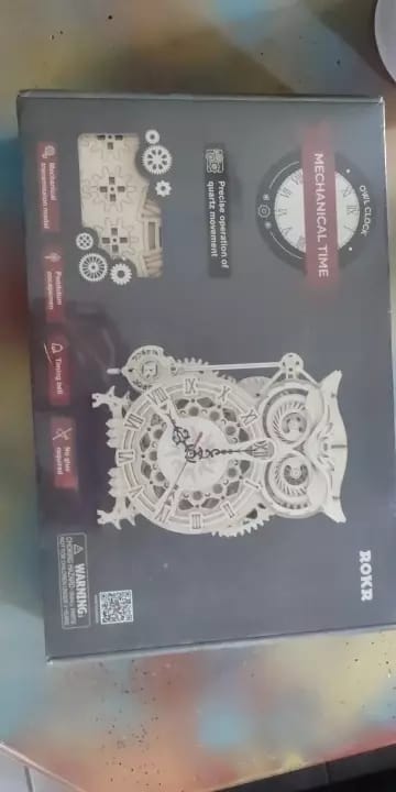 Customer photo review of ROKR Owl Clock Mechanical Gears 3D Wooden Puzzle
