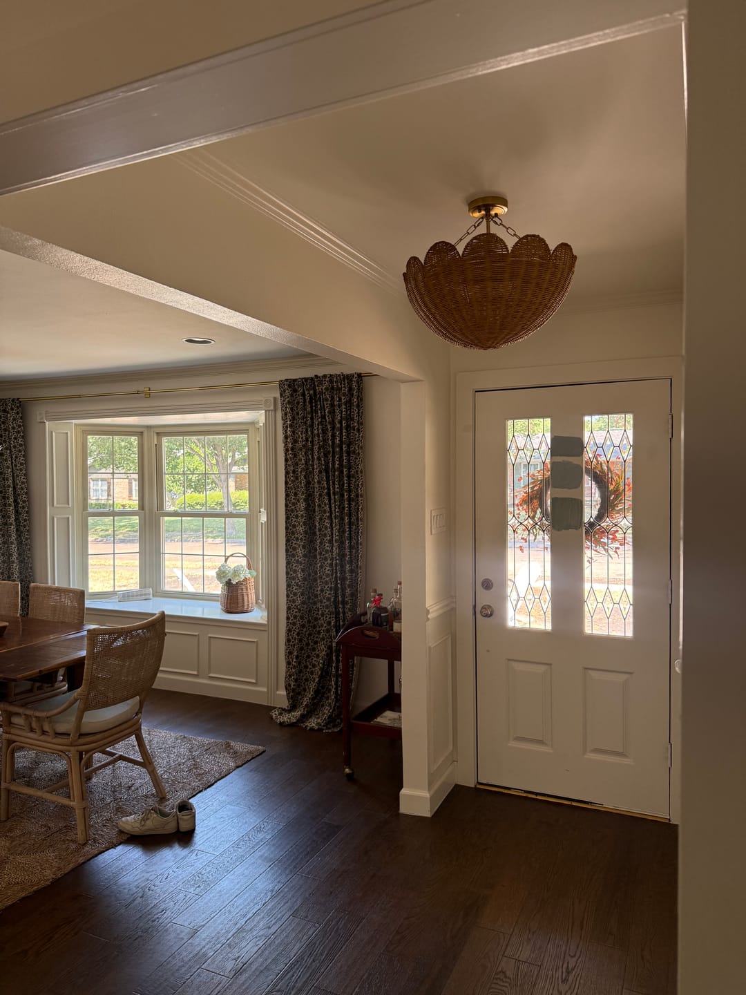 Customer photo review of 3-Light Scalloped Hand-woven Floral Basket Semi-Flush Mount