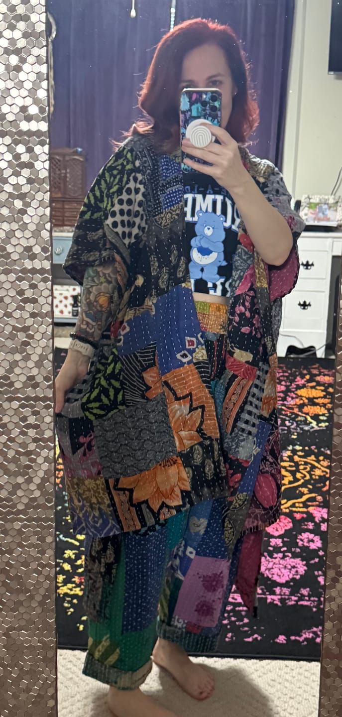 Customer photo review of Patchwork Kantha Ruana (002)