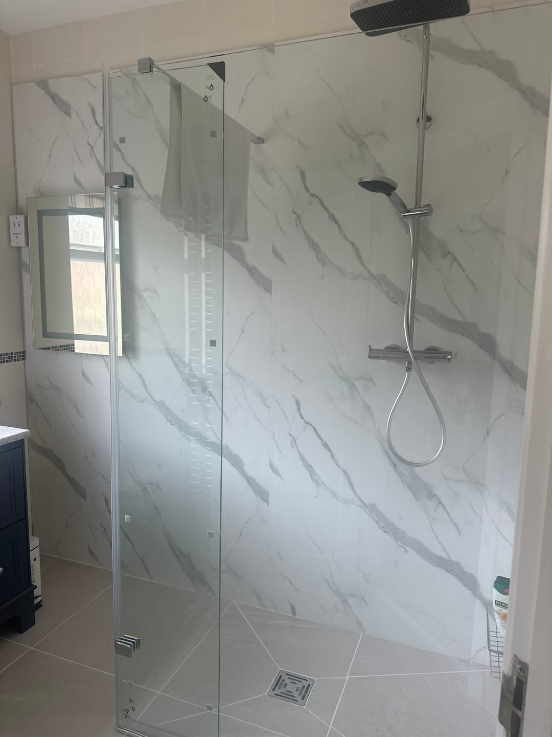 Customer photo review of 10mm Carrara Marble Matt Shower Panel 1M x 2.4M
