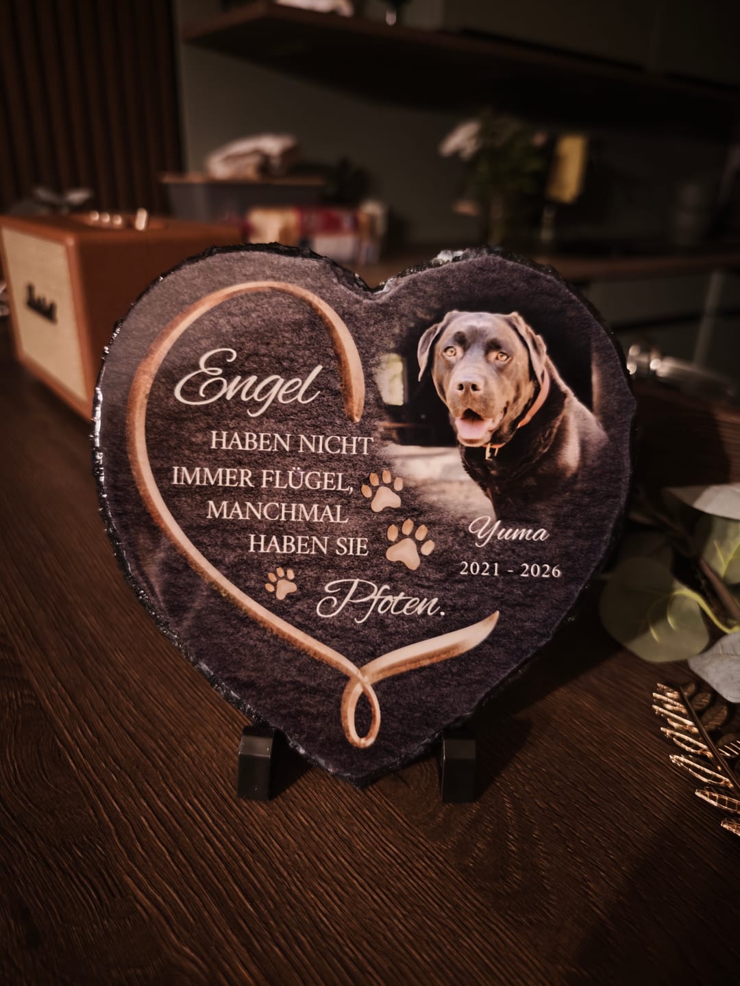 Customer photo review of Personalisiertes Schieferherz - Engel haben Pfoten
