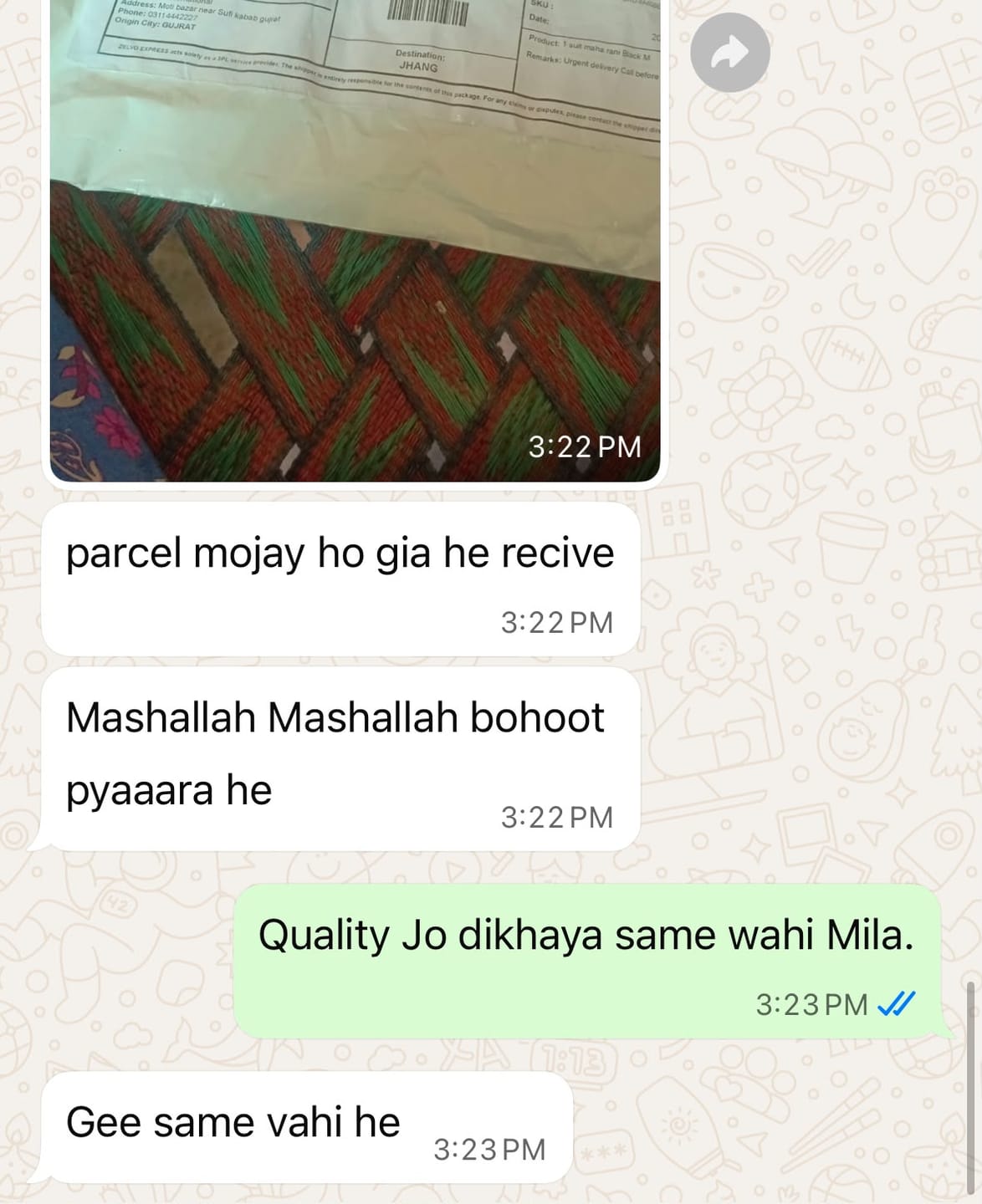 Customer photo review of Noir & Noor | Black 3 Piece Suit with Silver Zari Embroidery and Sheer Dupatta