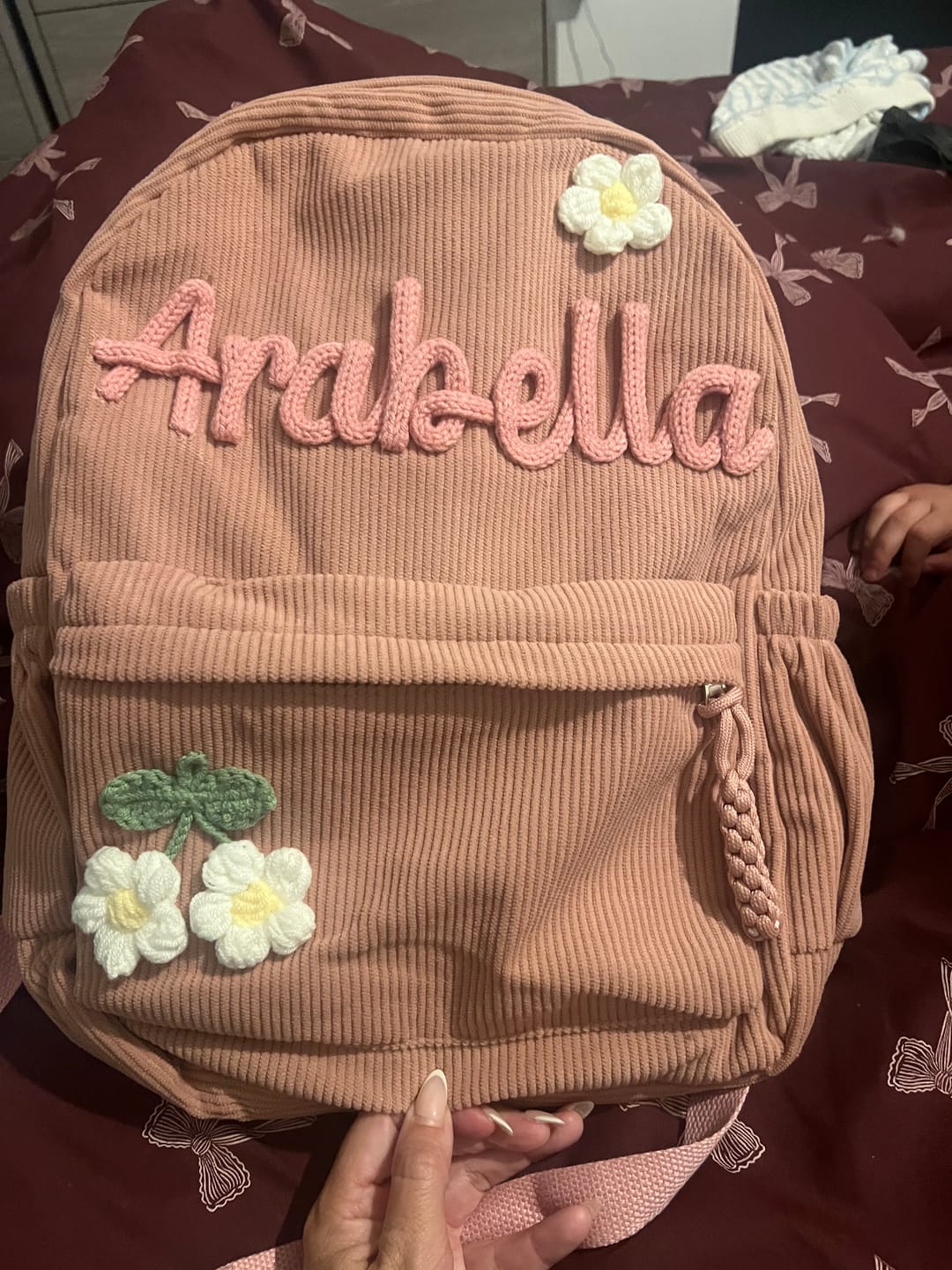 Customer photo review of K&C - Personalized Knitted Backpack