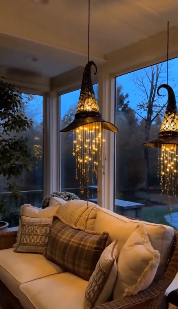 Customer photo review of Lighted Witch Hat Hanging Chime