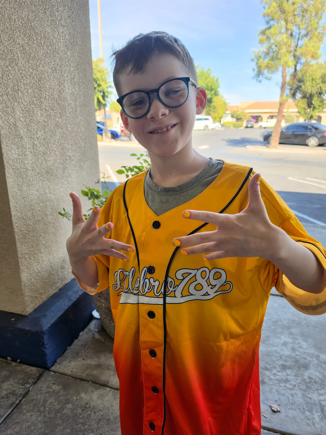 Customer photo review of Custom Gradient Baseball Jersey Yellow and Orange With Piping - Design Your Own