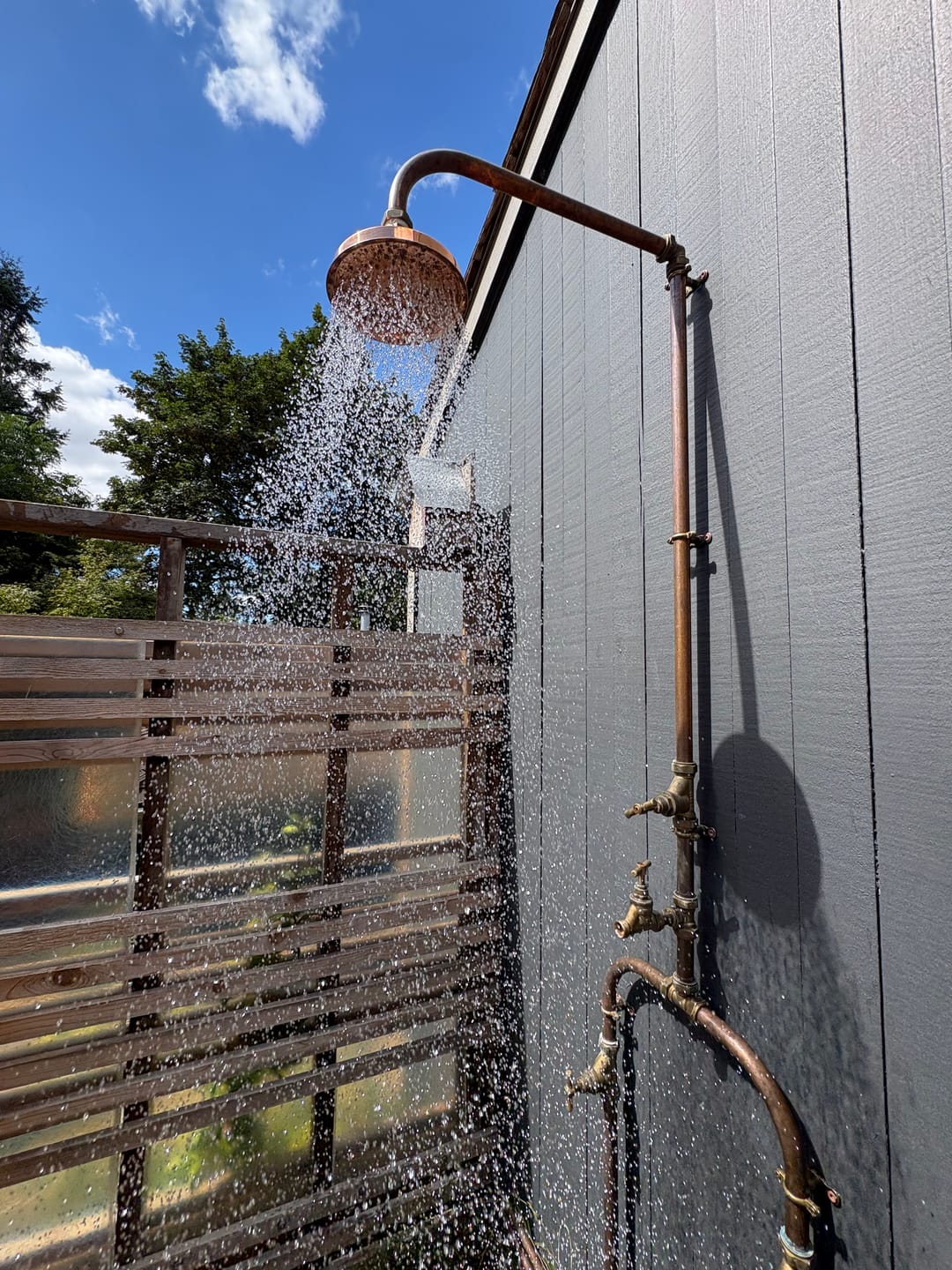 Customer photo review of Rain Shower Head, Copper Showerhead, Round Showerhead, Works Outdoor