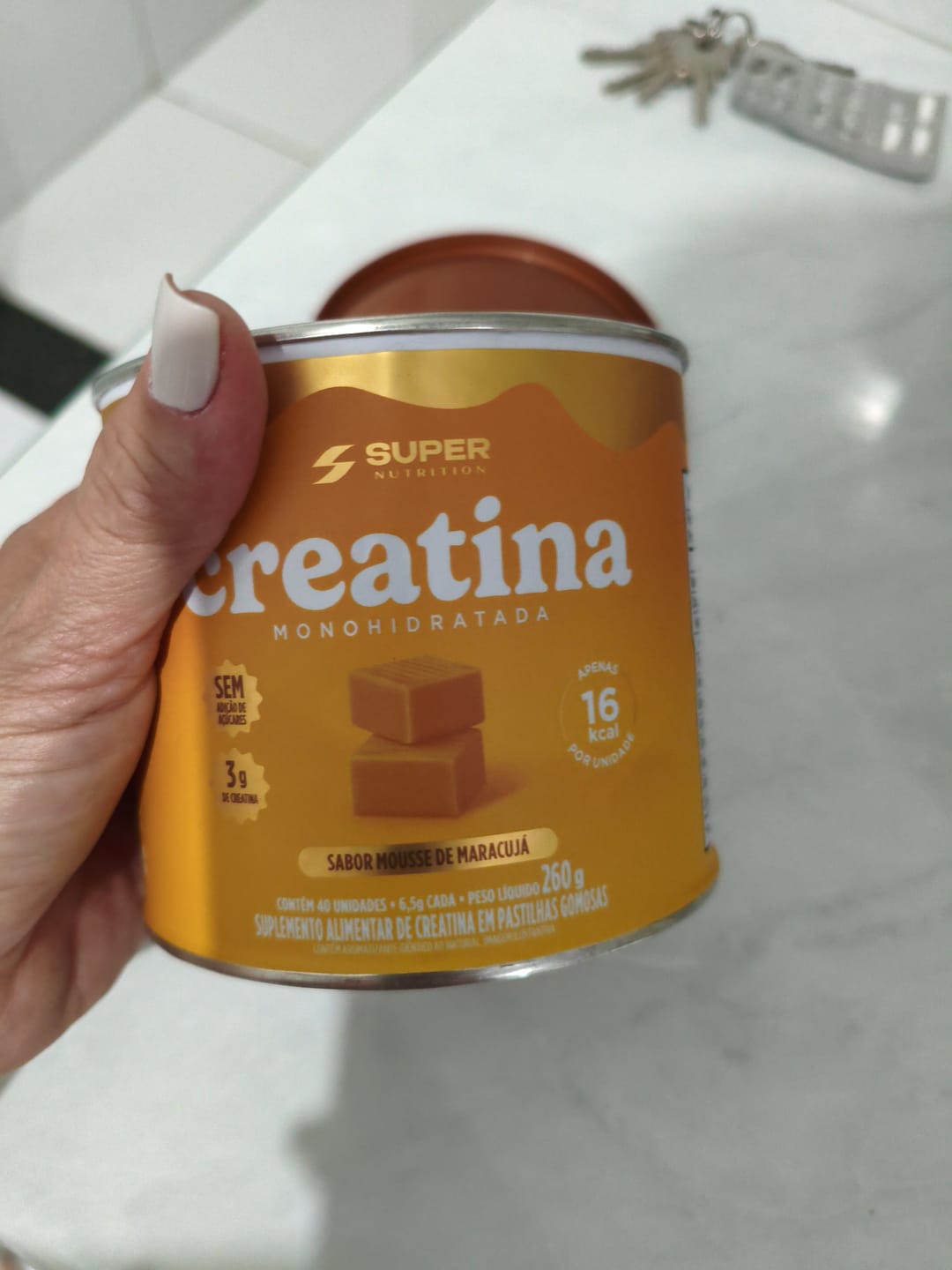 Customer photo review of Caramelo Creatina Mousse de Maracujá