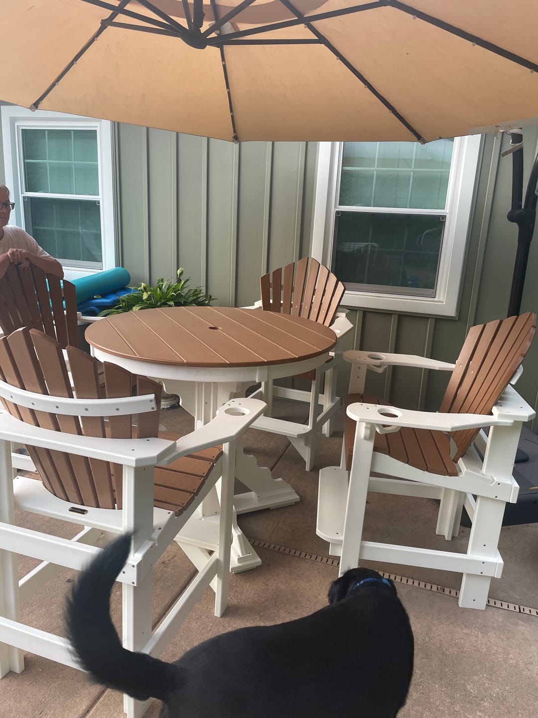 Customer photo review of 5-Piece 44”rd. Bridgewater Counter Set With Built In Cupholders