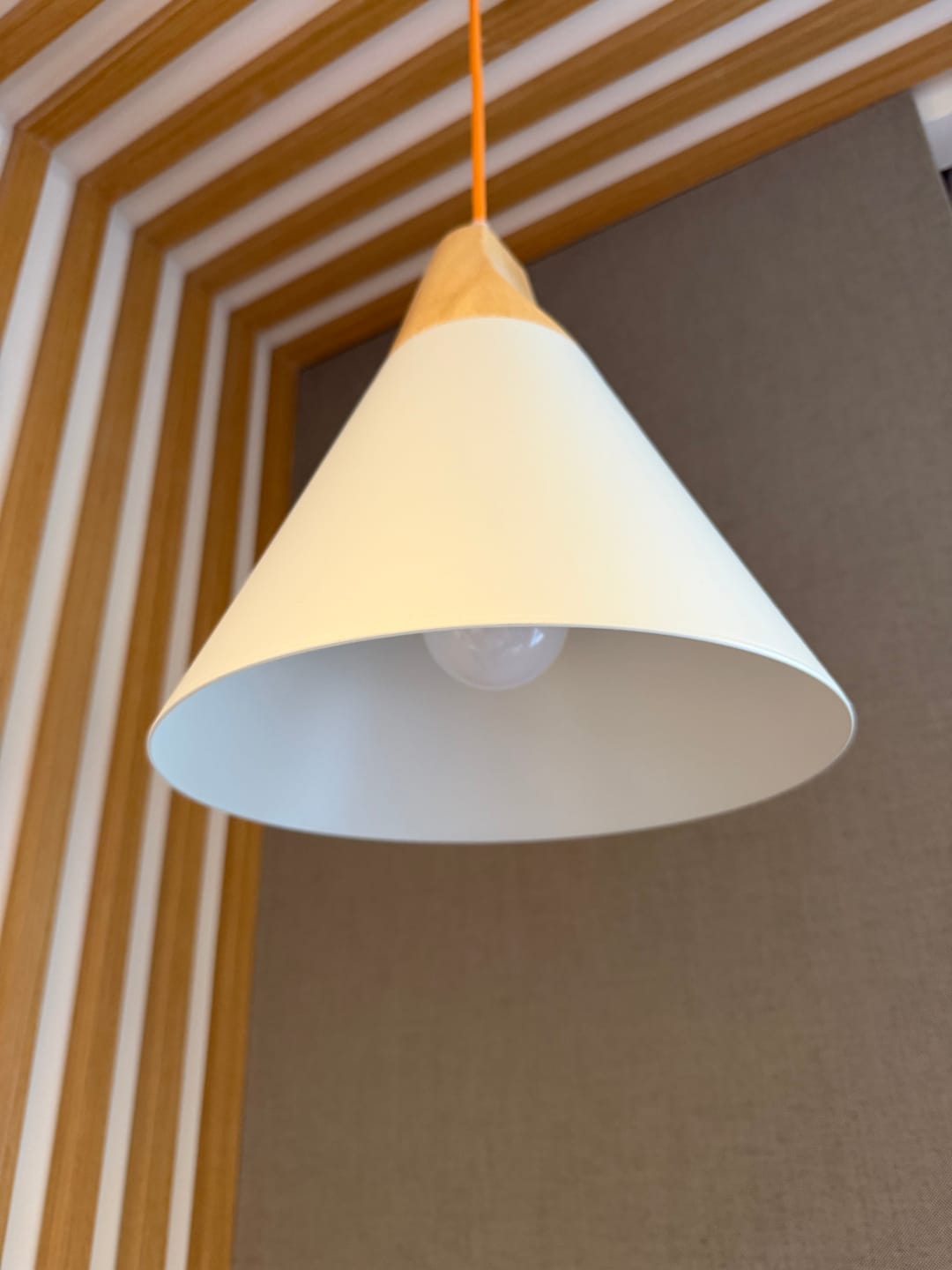 Customer photo review of Nordic Macaron Wood Cone Pendant Light
