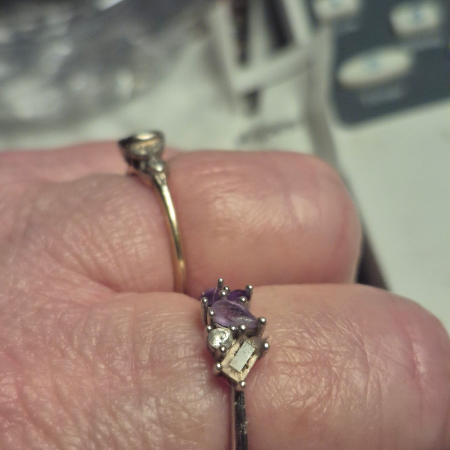Customer photo review of Purple & Pink Cubic Zirconia Scattered Ring in Sterling Silver