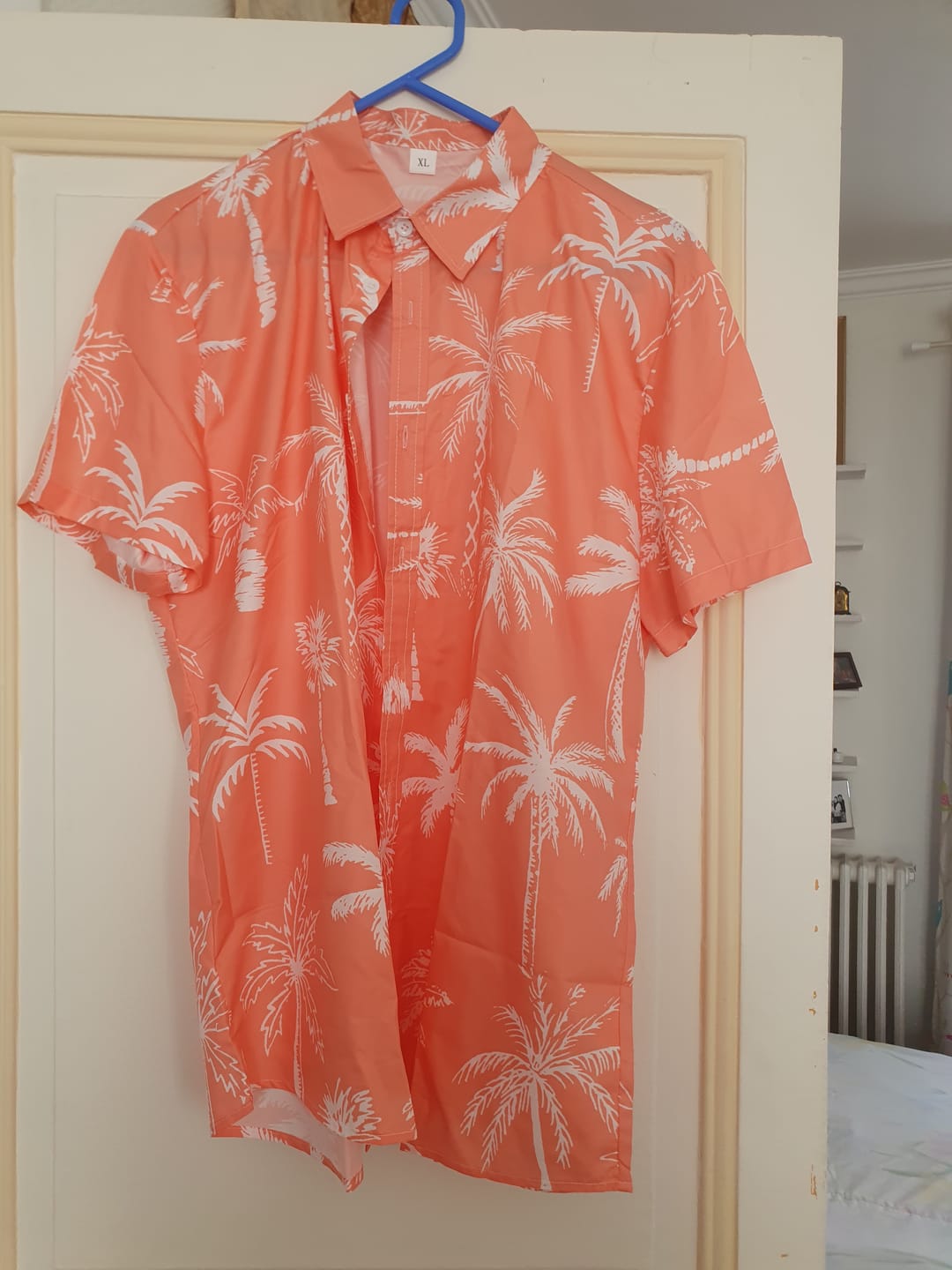 Customer photo review of Palm Tree Print Button Up Shirt