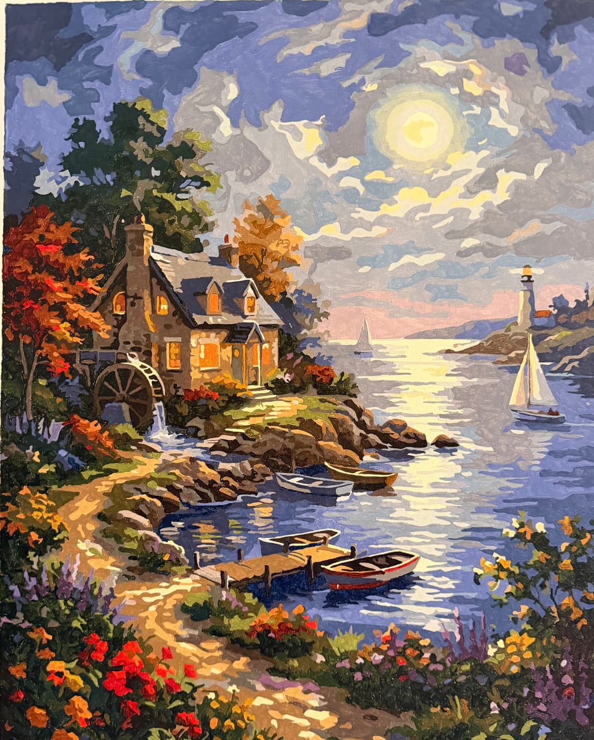 Customer photo review of Moonlit Coastal Cottage (Paint by Numbers)