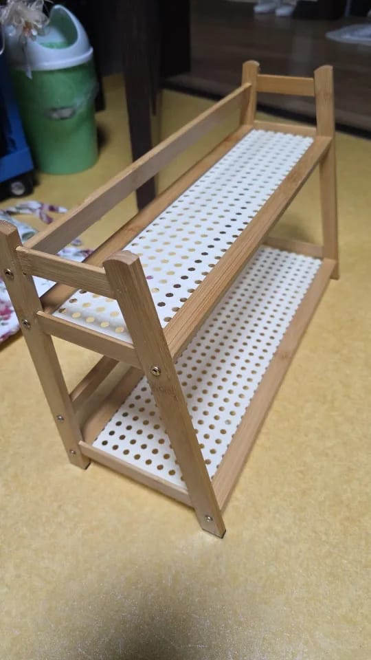 Customer photo review of 2-Tier Retro Bamboo Storage Shelf - Countertop Organizer for Kitchen & Dressing Table