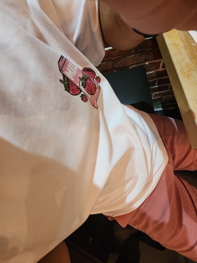 Customer photo review of Strawberry Milk T-Shirt