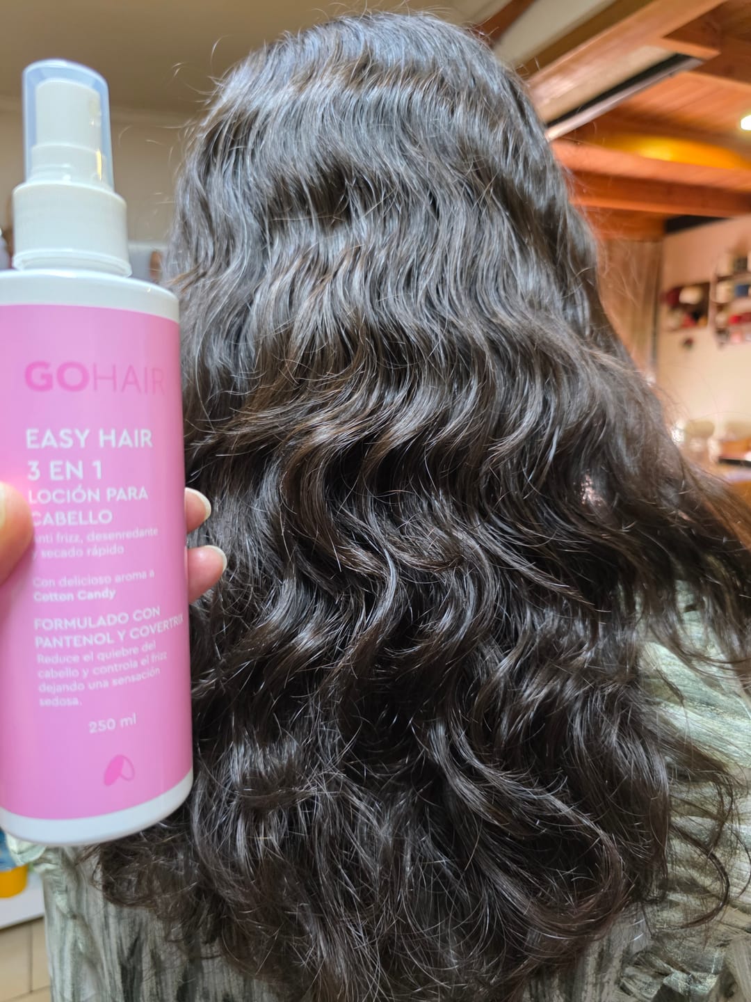 Customer photo review of Easy Hair 3 en 1 Loción para Cabello Cotton Candy 250 ml
