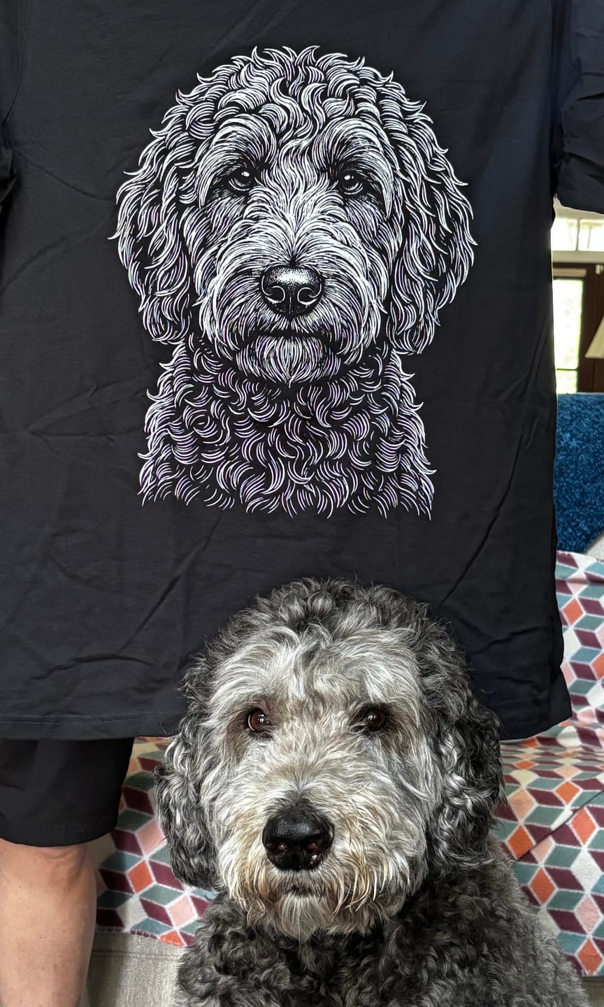 Customer photo review of Goldendoodle Sketch T-Shirt