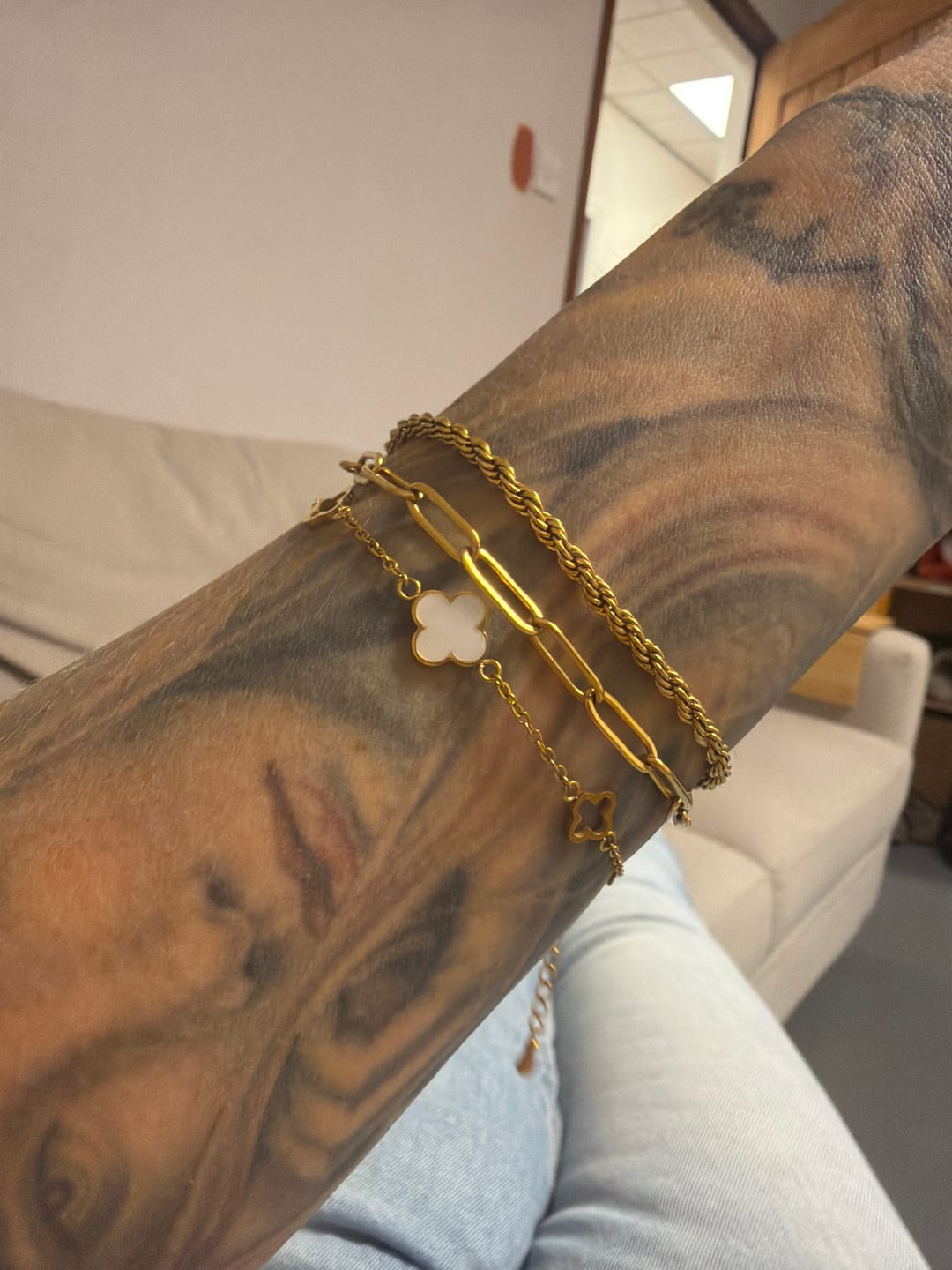 Customer photo review of Paperclip Gold Bracelet