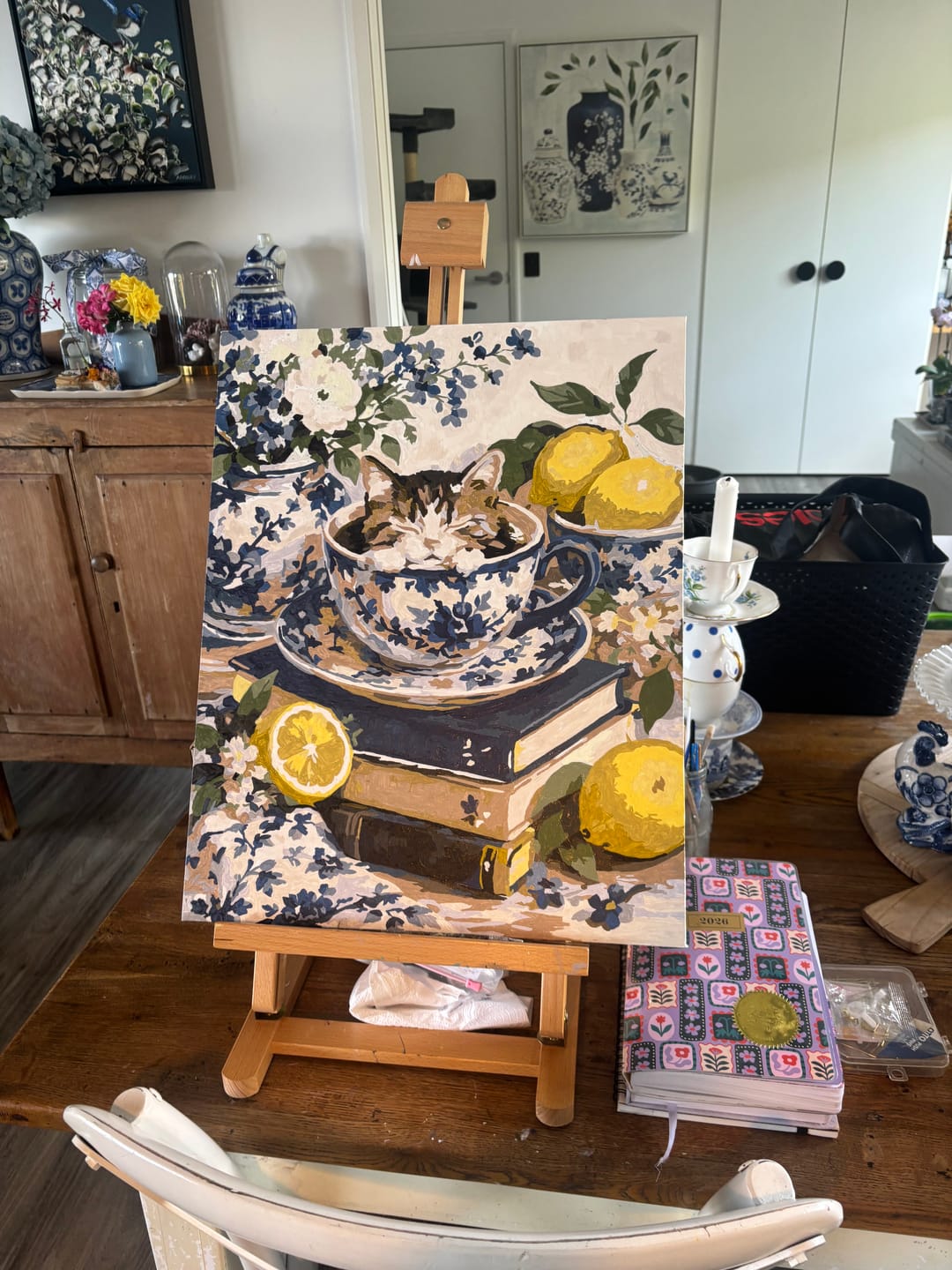 Customer photo review of Tea Time Whiskers | Paint by Number