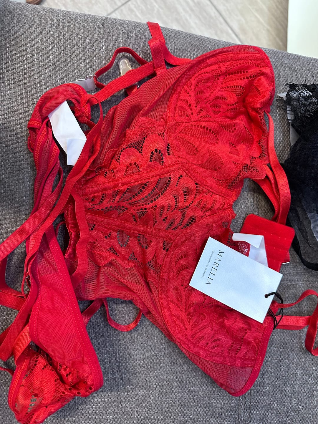 Customer photo review of Underwired Lace Corset Lingerie Set