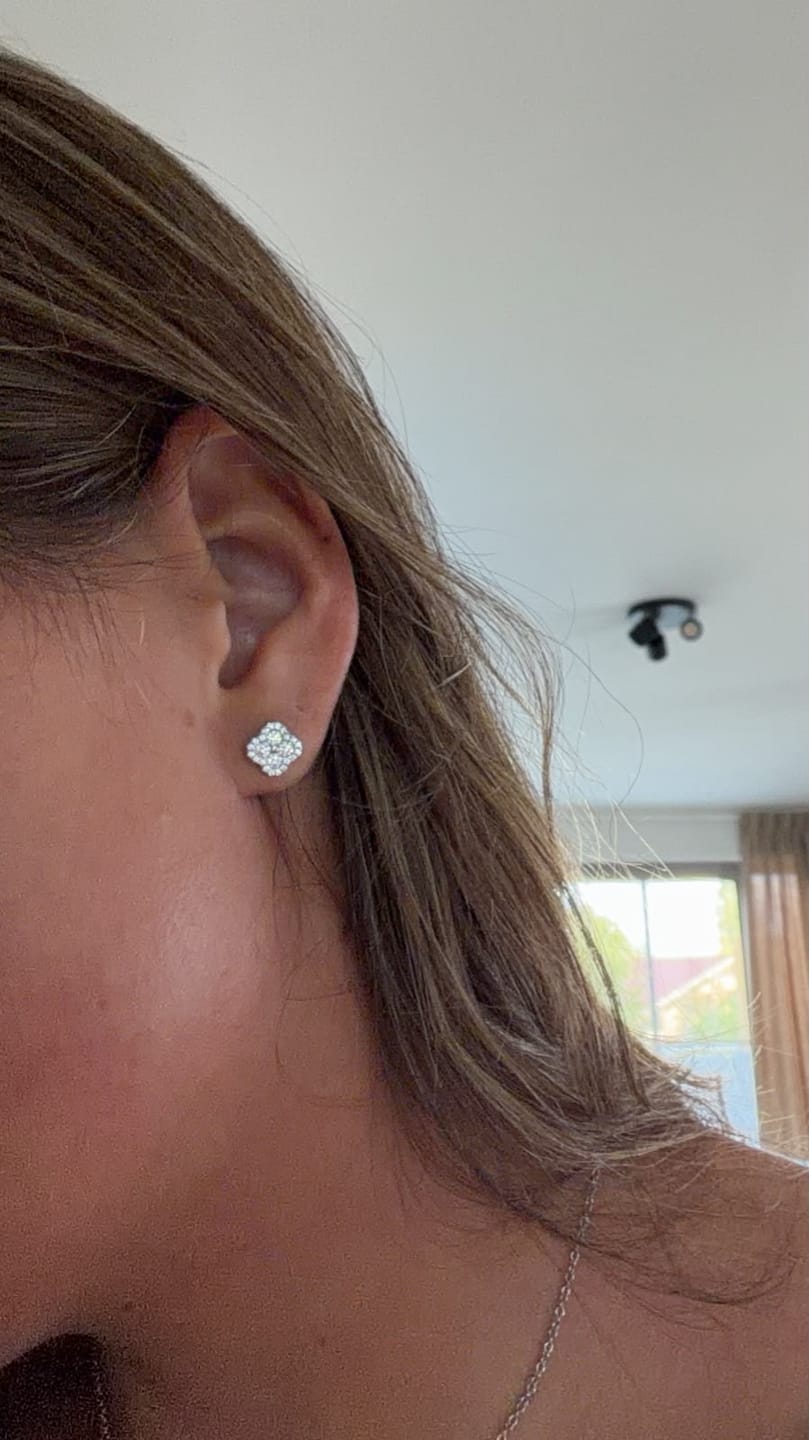 Customer photo review of ICED CLOVER STUDS. - 925