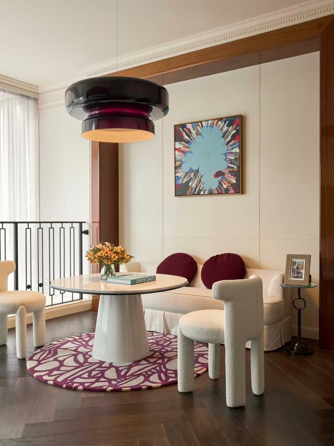 Customer photo review of Mid-Century Bauhaus Dark Amber Glass Pendant Light