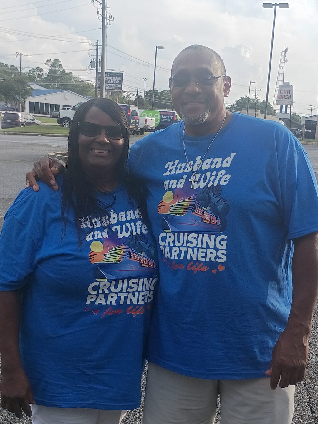 Customer photo review of Hubby Wife Cruising T-Shirt