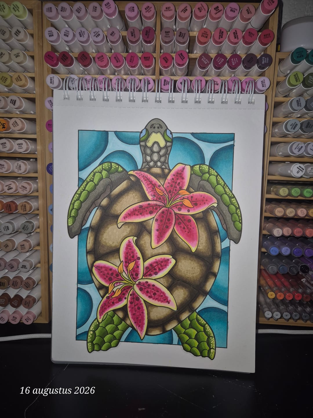 Customer photo review of Ohuhu x Jade Summer Alcohol Markers & Coloring Book Set, 47 Colors + 1 Colorless Blender, Honolulu B, Brush & Fine Dual Tips