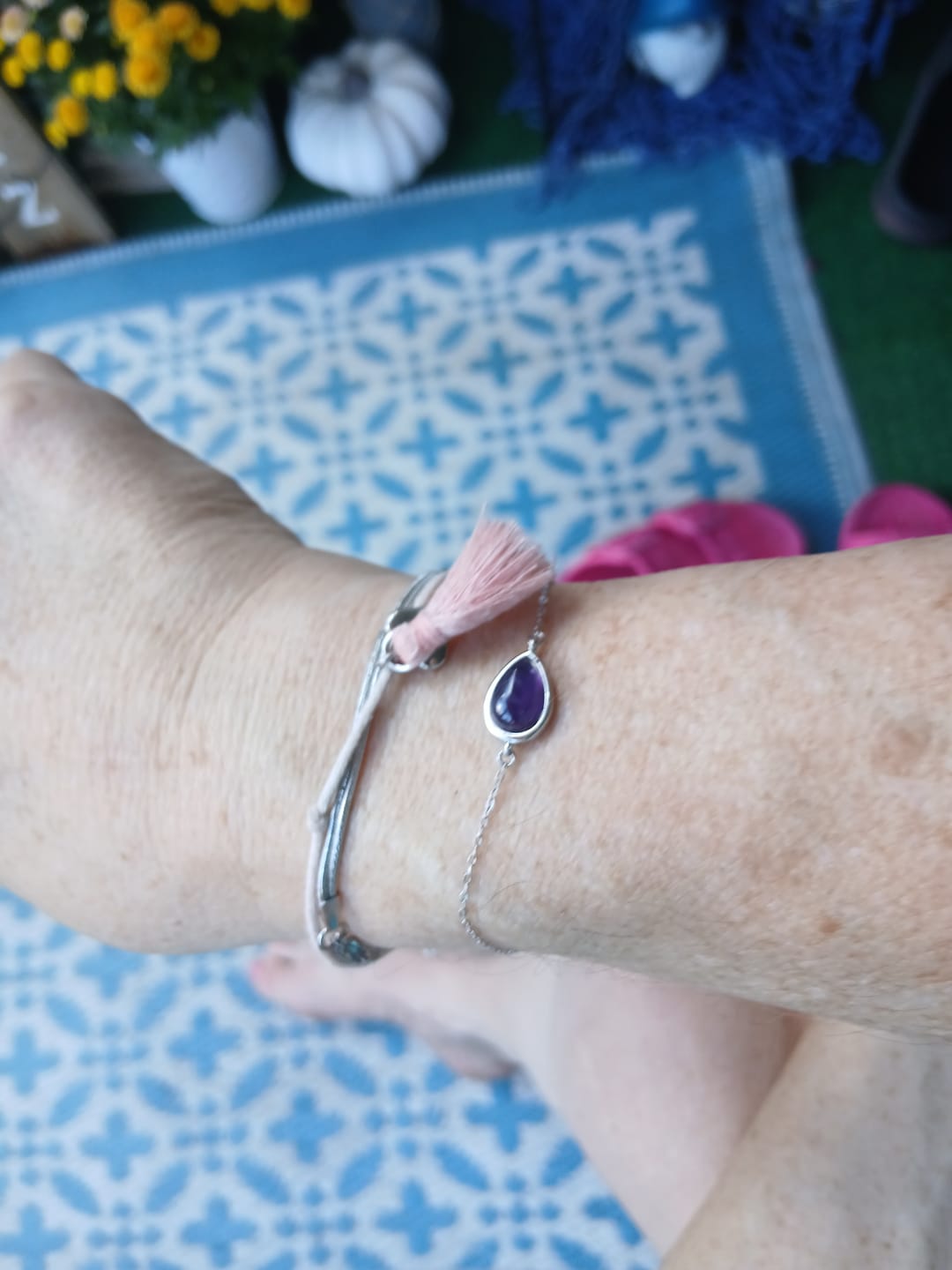 Customer photo review of Amethyst Armband - Perlenanhänger S925 Silber