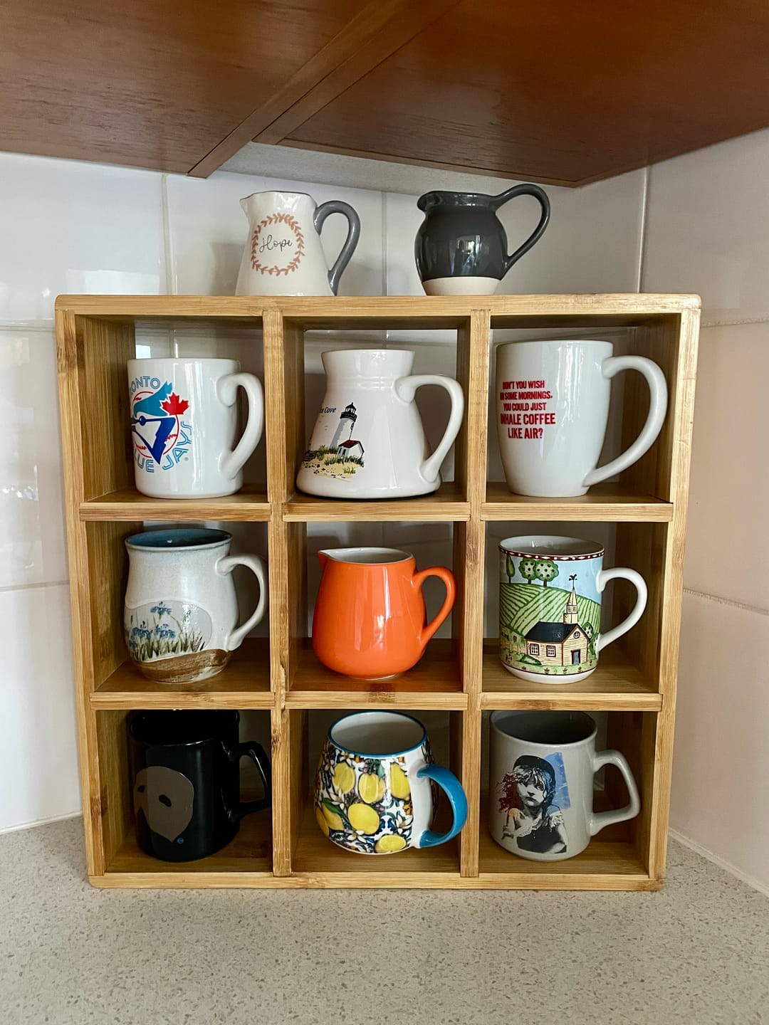 Customer photo review of Coffee Tea Mug Cup Display Shelf (9 Cube)