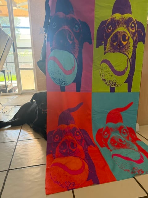 Customer photo review of Color Squares – Personalized Towel