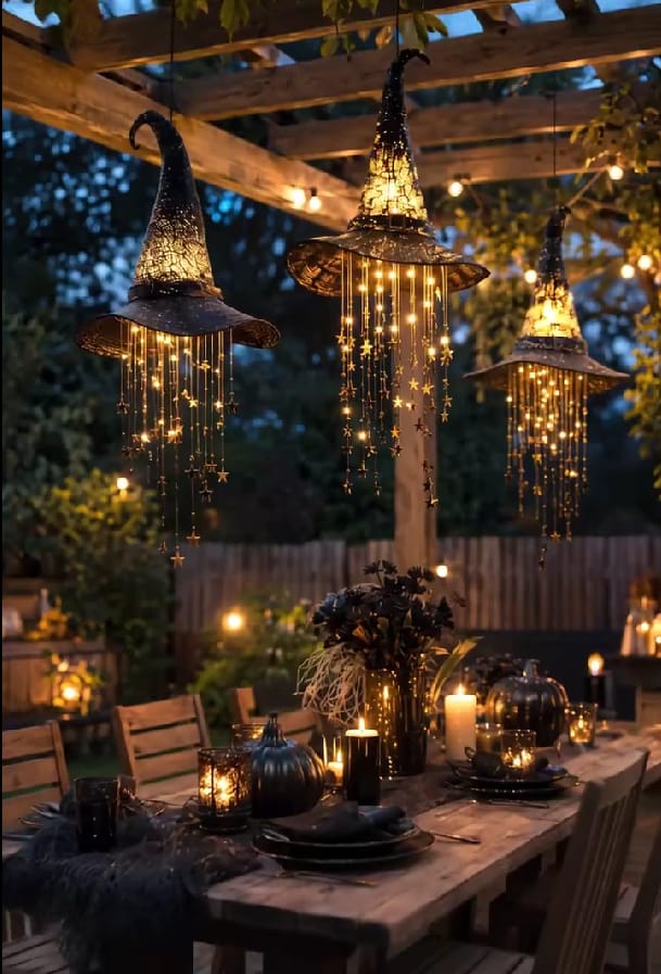 Customer photo review of Lighted Witch Hat Hanging Chime