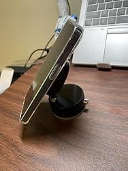 Customer photo review of Foldable Vacuum Suction Cup Phone Holder – Double-Sided Magnetic Desk Stand for iPhone & Android