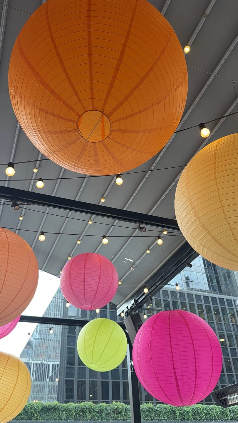 Customer photo review of BLOWOUT 36" Peach / Orange Coral Jumbo Round Paper Lanterns, Even Ribbing (Value Packs)