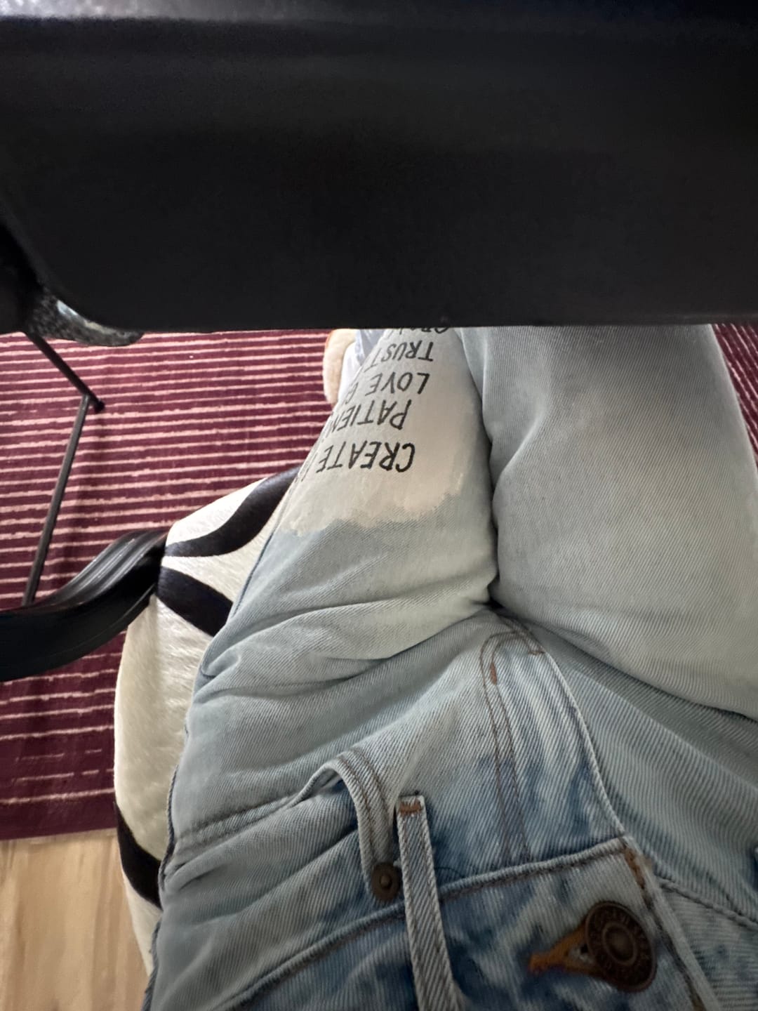 Customer photo review of 'Positive Vibes' Painted Levi's Jeans