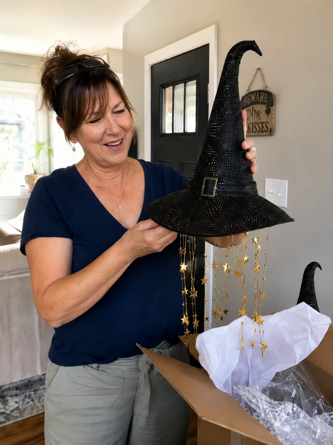 Customer photo review of Lighted Witch Hat Hanging Chime