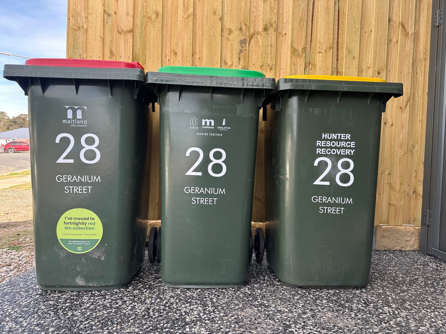 Customer photo review of Wheelie Bin Street Name & Number Sticker