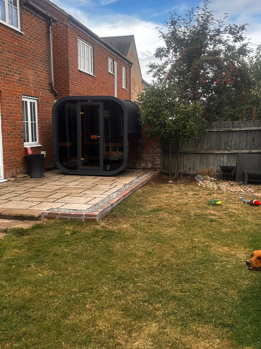 Customer photo review of The KC ICON 160 Full Glass Fronted Outdoor Cube Sauna