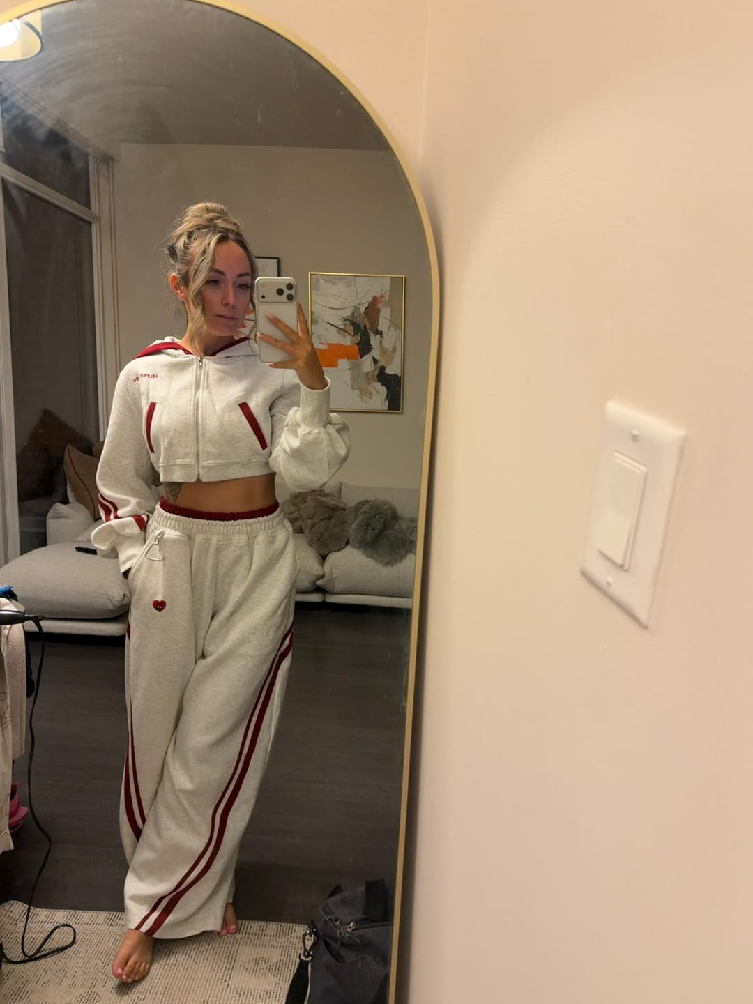 Customer photo review of Aelfric Eden Cropped Contrast Stripe Zip Up Hoodie